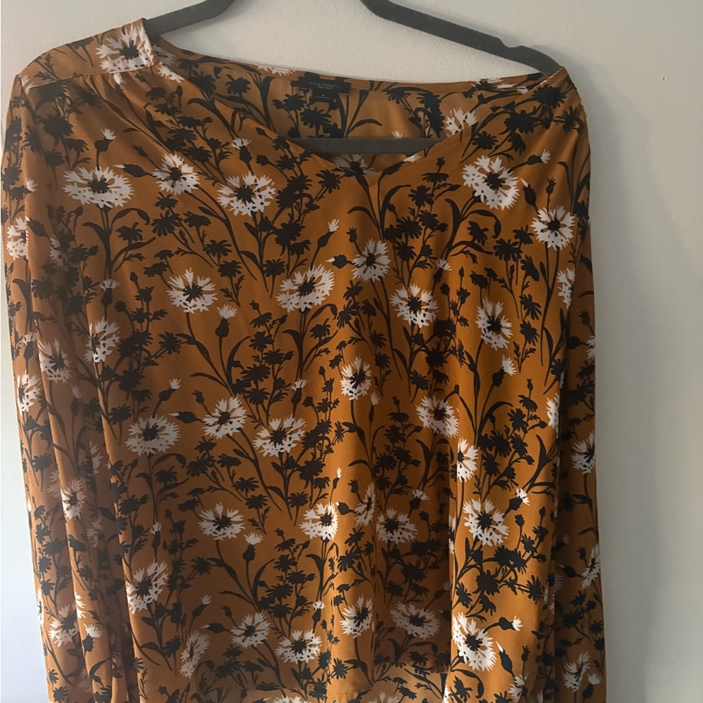 Ann Taylor Factory Mustard Floral Print Blouse